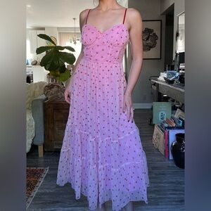 NWT Betsey Johnson Pink Heart Maxi Dress